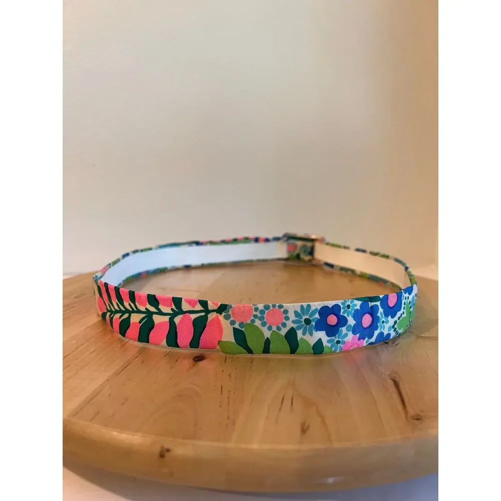 Vintage 1970s Bright Floral Mod Print Fabric Wrap Belt Size Large - Free Size